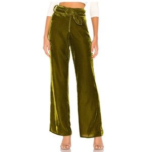 NEW Tularosa Ruth Belted Velvet Pant Moss Green Bell Bottom A58